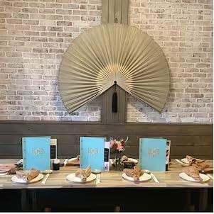 ChumDecor Fan Wall Decor, Japanese Giant Fan, Large Bamboo Fan Wall Art For Boho Hanging Headboard, Decorative Folding Fans For Over Bed, Asia Trending (Gray 40inch)
