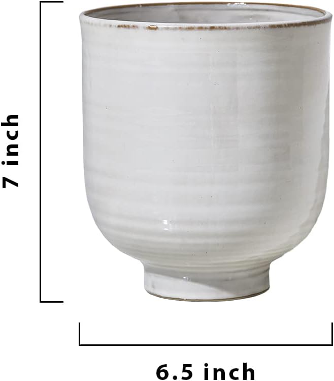 Serene Spaces Living Large Glazed Ceramic Pedestal Bowl- Centerpiece for Vintage Weddings, Events, Measures 7" Tall and 6.5" Diameter