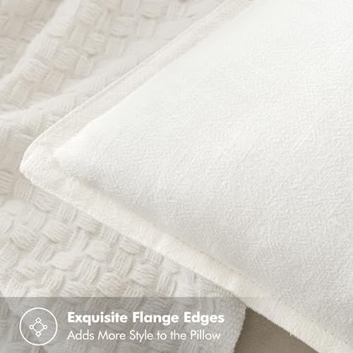 MIULEE Cream Boho Linen Decorative Pillow Covers 20x20 Inch Pack of 4 | Natural Throw Pillow Covers Soft Farmhouse Couch Pillowcases Modern Home Decors for Living Room Bed Sofa