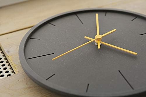 Stephanie Imports Modern Minimalist Dark Concrete Silent Wall Clock (Yellow Hands)