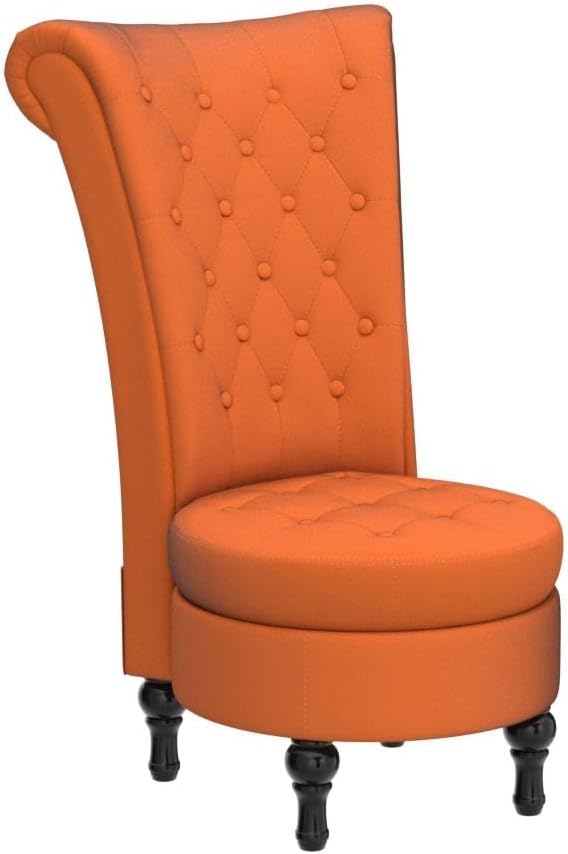 Container Furniture Direct Royal High-Back Velvet Accent Chair for Vanity with Storage and Luxurious Upholstery, Retro Design and Versatile Usage for Livingroom, Bedroom, Lounge and Office, Yellow