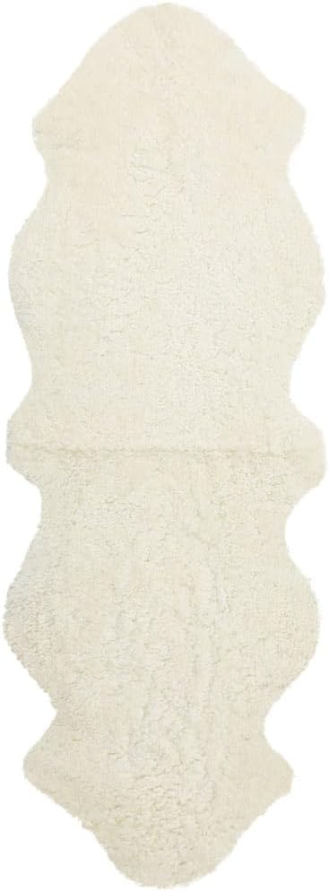 Nordic Sheep Real Sheepskin Rug 2x6 ft | Sheepskin Rugs for Living Room and Sofa | Large Bedside Rugs for Bedrooms is Breathable & Heat-regulating | Fluffy Rug in Color White
