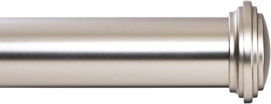 Ivilon Window Curtain Rod Decorative End Cap Design, 1 Inch Rod, 16 to 28 Inch (Side Curtain Rod) Satin Nickel