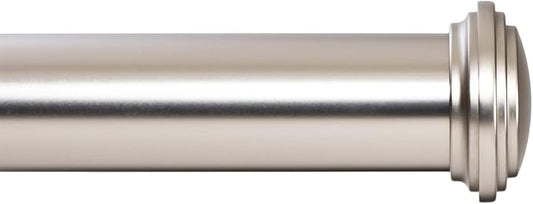 Ivilon Window Curtain Rod Decorative End Cap Design, 1 Inch Rod, 72 to 144 Inch. Satin Nickel