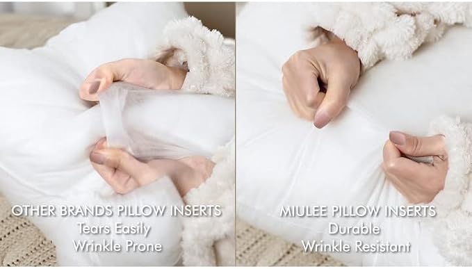 MIULEE 12x20 Pillow Inserts Set of 2, Rectangle Decorative Throw Pillow Premium Fluffy Lumbar Pillow Forms Stuffer for Living Room Sofa Couch Bed