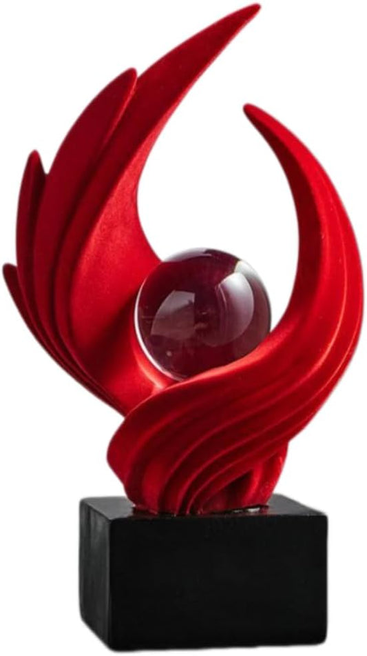 AWNR Gold Abstract Sculpture House Decor Aesthetic - Home Décor Accents for Nightstand, Shelves, Dining Room, Entryway Table, Office, Desk Accessories (Red and Flocked B)