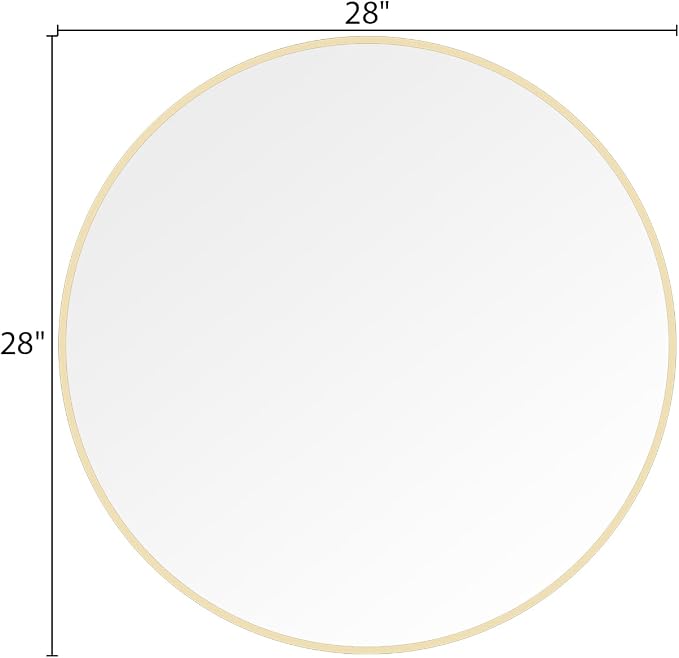 WallBeyond 28 inch Round Mirror Gold Large Circle Wall Mirror for Bathroom with Metal Framed, Round Wall Mirror for Wall Decor, Vanity, Entryway Living Room