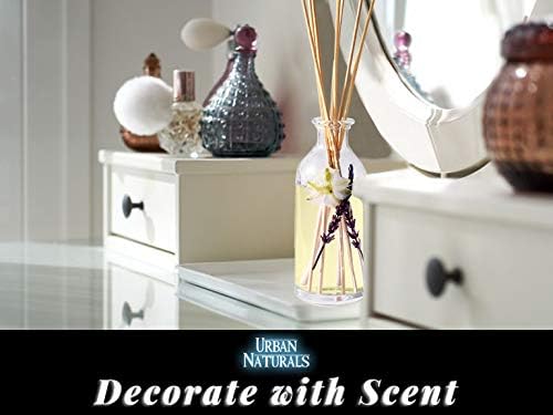 Urban Naturals Reed Diffuser Set, Lavender Vanilla - Bathroom Shelf Décor | Room Scent Infuser with Real Lavender & Natural Flowers, Soothing Scent Makes a Great Housewarming Gift