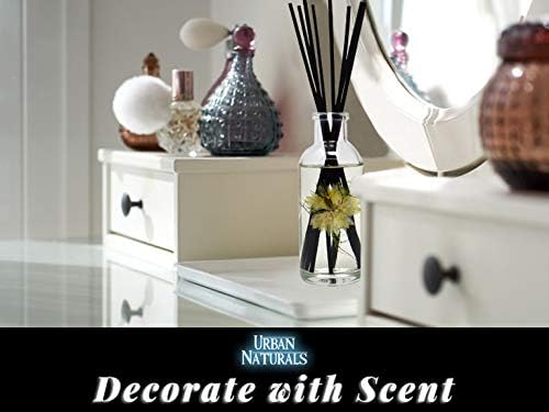 Urban Naturals Reed Diffuser Set, Tobacco Vanilla - Bathroom Shelf Décor | Tobacco leaf, Bergamot, Vetiver, Bourbon and Vanilla Bean Scented Oils, Decorated with Natural Flowers