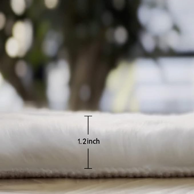 ORINOVA White Faux Fur Rug 5x8 Rugs for Living Room Shag Washable Area Rug Fuzzy Rugs for Bedroom Girl Room Decor Rectangle Rug