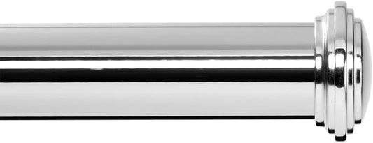 Ivilon Window Curtain Rod Decorative End Cap Design, 1 Inch Rod, 72 to 144 Inch. Chrome
