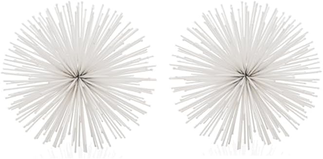 Modern Day Accents 5487 Erizo Urchin X-Small White Sphere Set of 2, 4" D