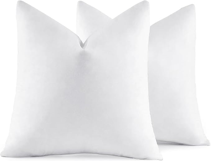 MIULEE 30x30 Pillow Inserts,Set of 2 Down Feather Throw Pillows for Couch Sofa Bed, Decorative Fluffy Throw Pillow Inserts Cotton Fabric,White