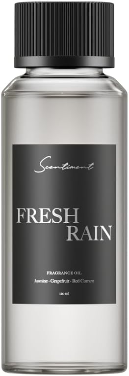 Scentiment Fresh Rain Diffuser Oil - Premium Hotel Scent with Notes of Jasmine, Grapefruit and Red Currant Home Scent, Hotel Fragrance Oil Diffuser Refill - 4.06 fl oz (120 mL)