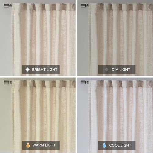 Madison Park Linen Blend Curtain Window, Thermal Insulated Fleece Lining, Living Room Decor Light Filtering Drape for Bedroom, 1-Single Panel Pack Fits 1.25" Rod, Beals, 50x84 Rod Pocket Top, Natural