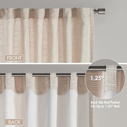 Madison Park Linen Blend Curtain Window, Thermal Insulated Fleece Lining, Living Room Decor Light Filtering Drape for Bedroom, 1-Single Panel Pack Fits 1.25" Rod, Beals, 50x95 Rod Pocket Top, Natural