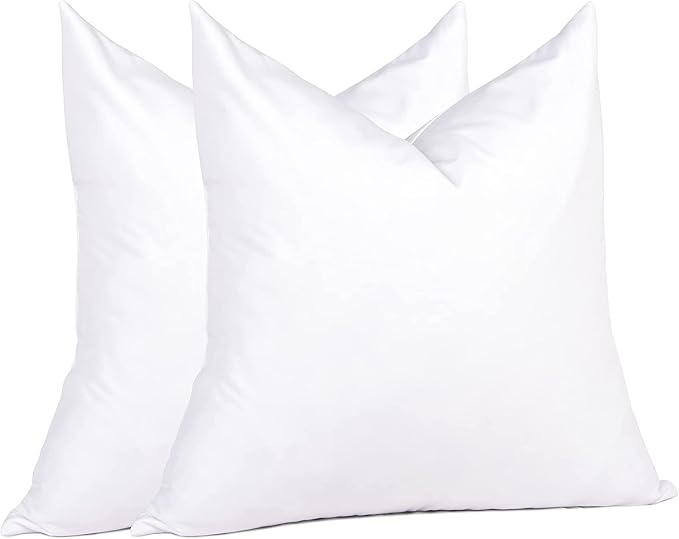 puredown® Euro Pillow Inserts 24 x 24 (Pack of 2, White), Feather Down Pillow Stuffer, White Throw Pillows for Bed, Couch, and Cushion
