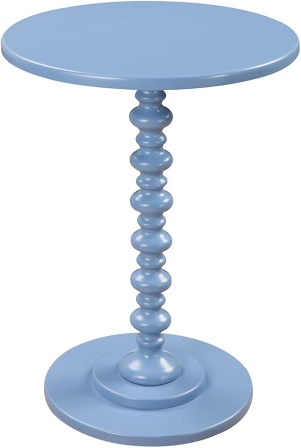 Convenience Concepts Palm Beach Spindle Table 17.75" -Traditional Solid Wood Round Side Accent, Display Pedestal for Transitional Living Room, Entryway, Hallway, or Bedroom, Blue