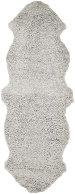 Nordic Sheep Real Sheepskin Rug 2x6 ft | Sheepskin Rugs for Living Room and Sofa | Large Bedside Rugs for Bedrooms is Breathable & Heat-regulating | Fluffy Rug in Color Light Grey