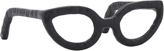 Modern Decorative Glasses Sculpture Figurine for Office Shelf Decor - Home and Bathroom Accent for Desk Display - Living Room Ornament Statue for Coffee Table Styling in Spaces - 3", Black