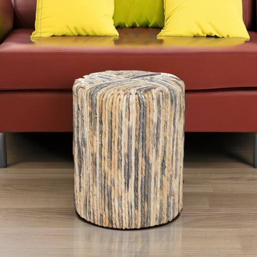 Deco 79 Banana Leaf Woven Accent Table, 15" x 15" x 18", Multi Colored