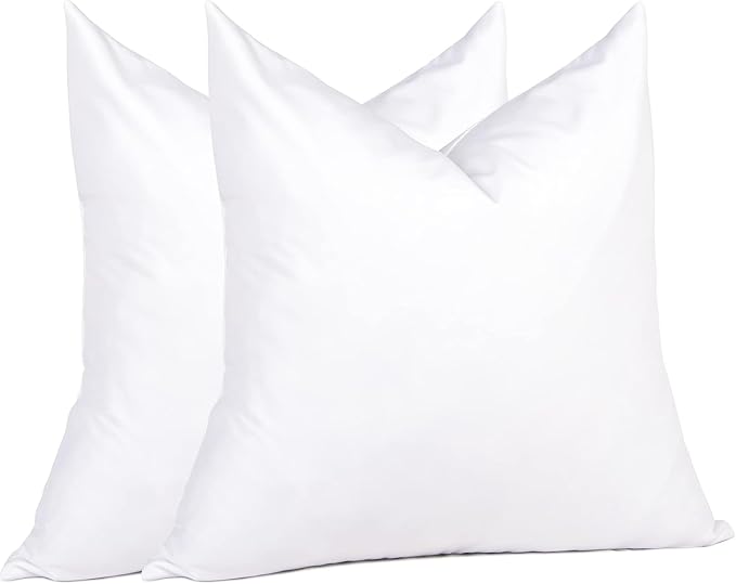 puredown® 14x14 Feather Down Pillow Inserts, Set of 2 Throw Pillow Inserts for Bed Cushion Couch Sofa, Decorative Fluffy Pillow Inserts with Down-Proof Cover