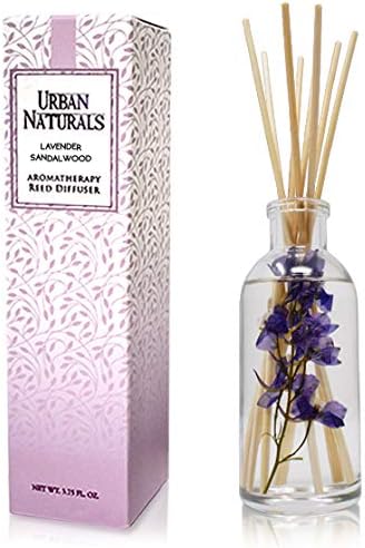 Urban Naturals Reed Diffuser Set, Lavender Sandalwood - Bathroom Décor | Natural Bamboo Reeds Sticks, Aromatic Lavender, Golden Amber & Woods, Vegan. Made in the USA