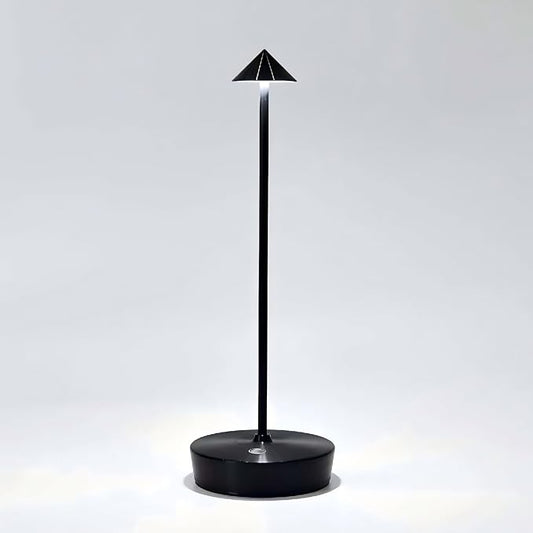 Rechargeable Cordless Table Lamp, 6000mAh LED Battery Operated Desk Lamp Touch 3 Color Stepless Dimming Portable Outdoor Waterproof Table Light for Patio/Restaurant/Dining/Home (Black)
