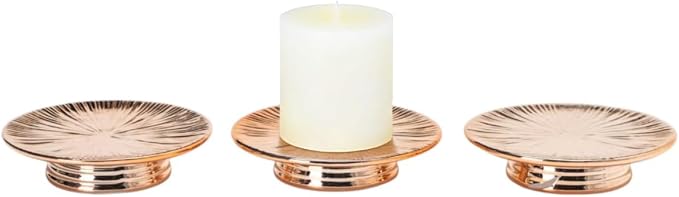 ADAVAS.Y&G Ceramic Rose Gold Candle Plate Set, 3-Piece – Decorative Candle Holder Tray for Pillar Candles, Jewelry, Stand for Flower vases – Elegant Wedding Decor and Table decoratives