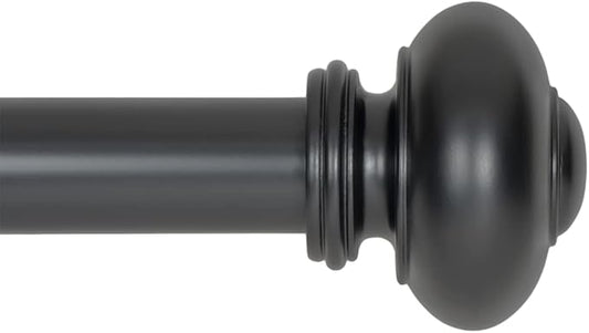 Ivilon Drapery Window Curtain Rod - Knob Design, 1 Inch Rod, 16 to 28 Inch (Side Curtain Rod), Black