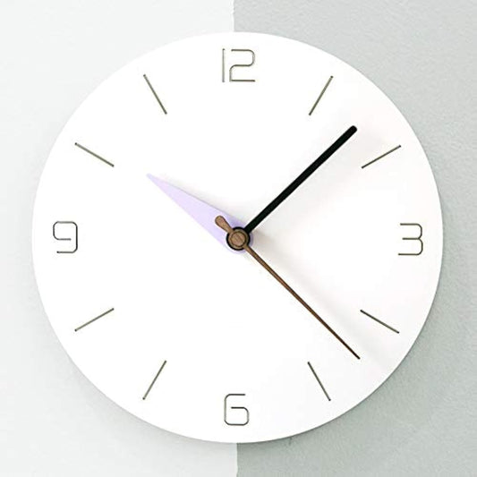 Stephanie Imports Modern Minimalist White & Pastel Purple Silent Wall Clock