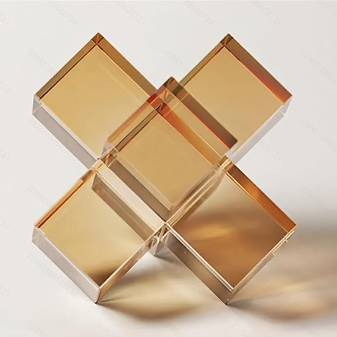 Modern Minimalist Crystal Cross Geometric Statues Ornaments - Versatile Indoor Decor, Perfect for Gifting, Home Decorations (Champagne)