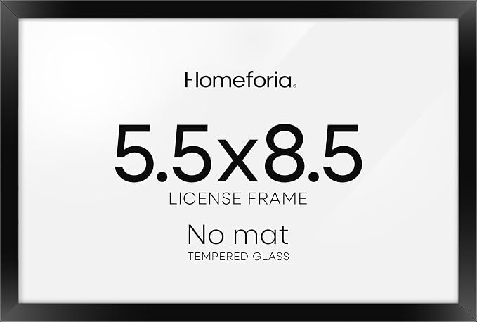 Homeforia 5.5 x 8.5 Business License Frame Black, High End Metal 5.5x8.5 Certificate Frames, 8.5x5.5 Document Frames for Wall or Tabletop, 5.5 by 8.5 Picture Frames, Tempered Glass, Wall Kit, Set of 2