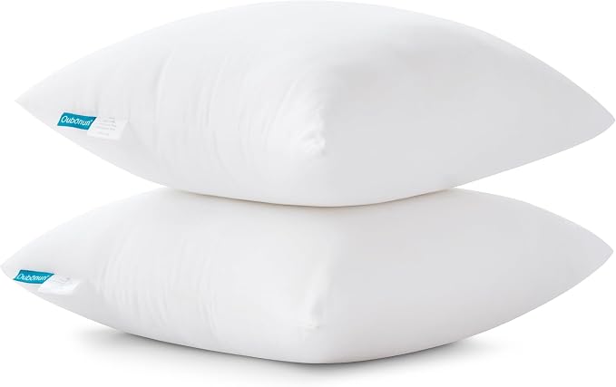 Oubonun 24 x 24 Throw Pillow Inserts - Soft, Plush & Decorative Down Alternative Pillows for Couch Sofa Bed, Machine Washable - White, Pack of 2