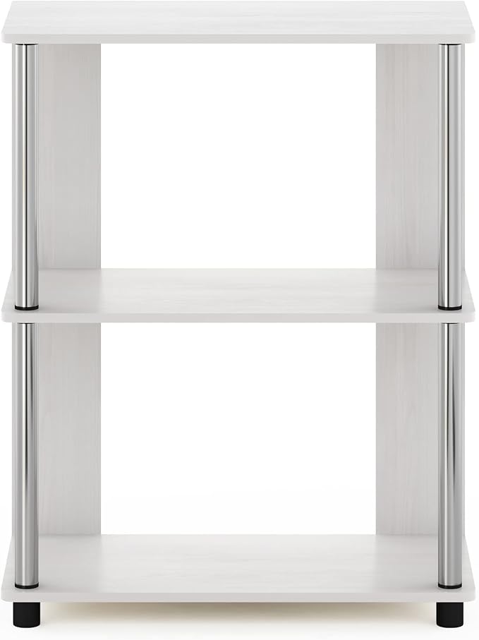 Furinno Jaya Simple Design 3-Tier Bookcase / Bookshelf / Display Rack with Stainless Steel Tubes, White Oak