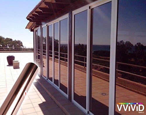 VViViD One-Way Bronze Mirror Finish Vinyl Window Wrap Self-Adhesive Film Roll (30 Inch x 60 Inch)