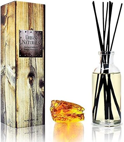 Urban Naturals Reed Diffuser Set, Warm Vanilla Amber - Bathroom Shelf Décor | Creamy. Warm. Sultry. Notes of Sandalwood, Amber & Smoked Vanilla, Made with Essential Oils & Real Botanical Pieces