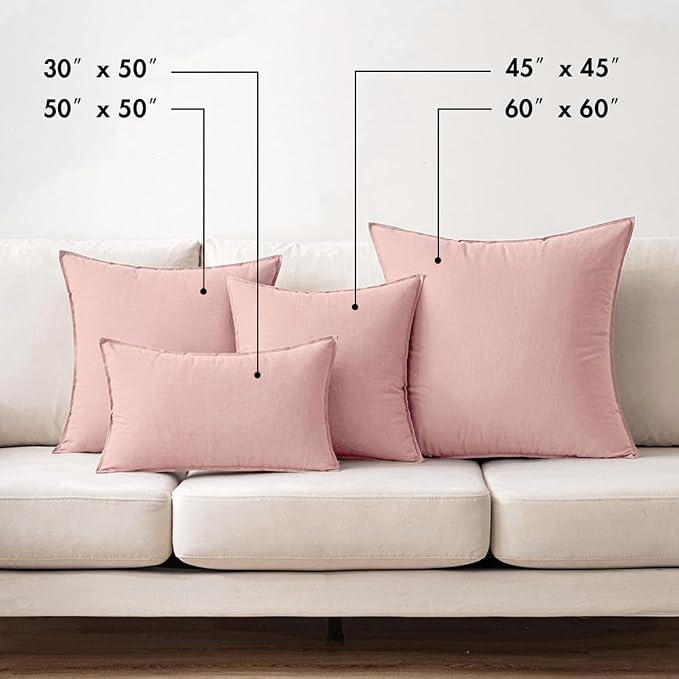 MIULEE Pack of 2 Decorative Linen Pillow Covers 24x24 Inch Light Pink | Boho Farmhouse Modern Soft Accent Euro Shams Throw Pillows for Bed Neutral Cushion Covers Sofa Couch Living Room Home Decor