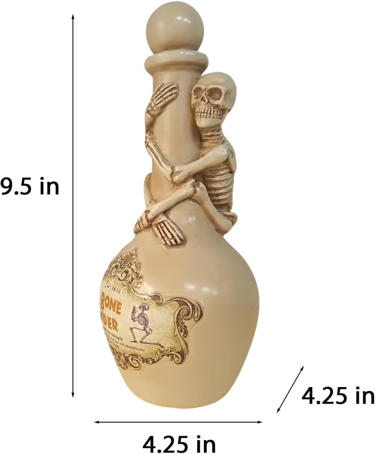 Cynkeyee Halloween Party Decorations Potion Bottles - Resin Tan Sketeton Décor Halloween Potion Bottles Scary Halloweens Decorations Indoor 4.25x4.25x9.5 Inch