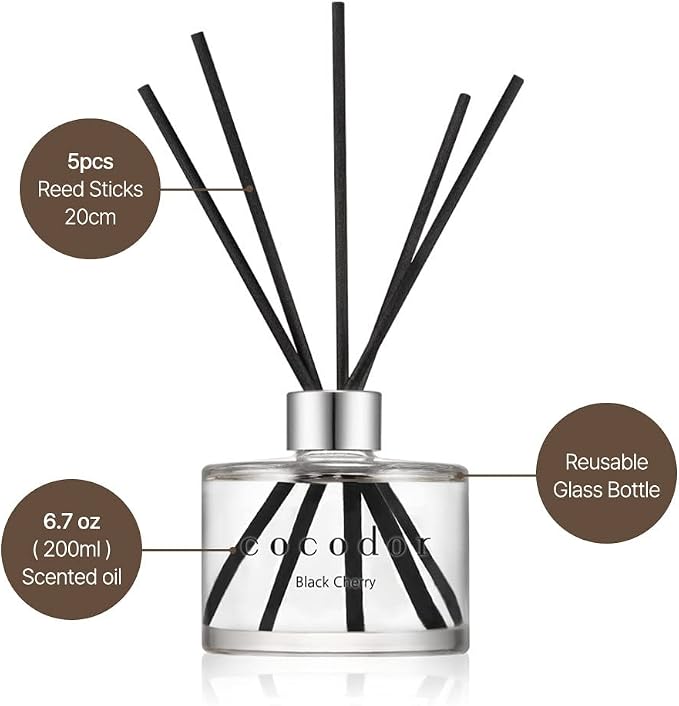 COCODOR Signature Reed Diffuser Set/Lemon Eucalyptus / 6.7oz /2 Pack/Home Fragrance Diffuser, Oil Scent Diffuser for Bathroom Shelf Decor