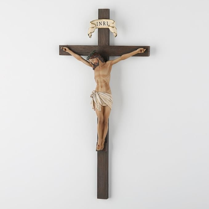 BC Catholic Crucifix Wall Cross10" H Jesus Christ Cross for Wall | Wall Crucifix for Home Altar, Católica Crucifijos, Catholic Gift, Religious Wall Decor, Handpainted Sculpture by Buildclassic