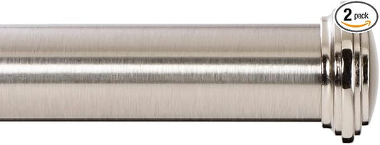 Ivilon Window Curtain Rod Decorative End Cap Design, 1 Inch Rod, 120 to 240 Inch. Brushed Nickel