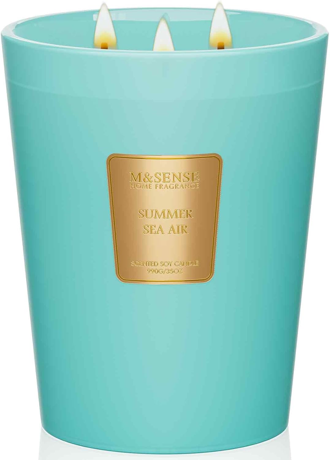 M&SENSE Summer Sea Air Scented Candle, 35 OZ Extra Large 3 Wick Natural Soy Wax Candles 150 Hours Long Lasting Slow Burning, Candles Gift for Spring Home Decor