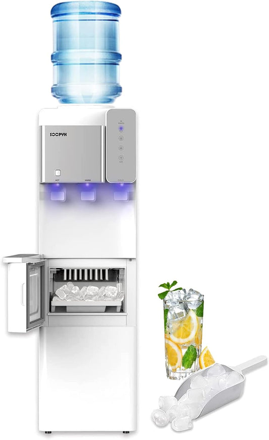 Hot and Cold Water Dispenser with Ice Maker for 5 Gallon Bottle Water Cooler Dispenser Built-in Ice Maker 27 lbs in 24 hrs with Child Safety Lock