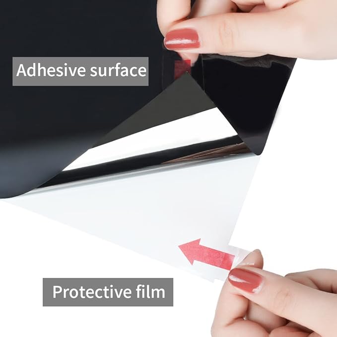Lmlpt One Way Window Privacy Film See Out Not in Heat Control Windows Tint for Home Sun Blocking Anti UV Mirror Glass Tinting Films Self-Adhesive Door Coverings,Diamond Black Silver,35.4X196.85inch