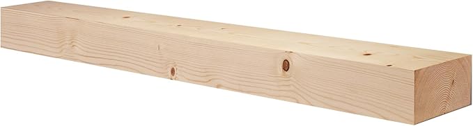 60x7x3 Fireplace Mantel - Solid Rustic Wood Wall Mounted Floating Shelf - DIY Color - with Invisible Heavy Duty Steel Bracket