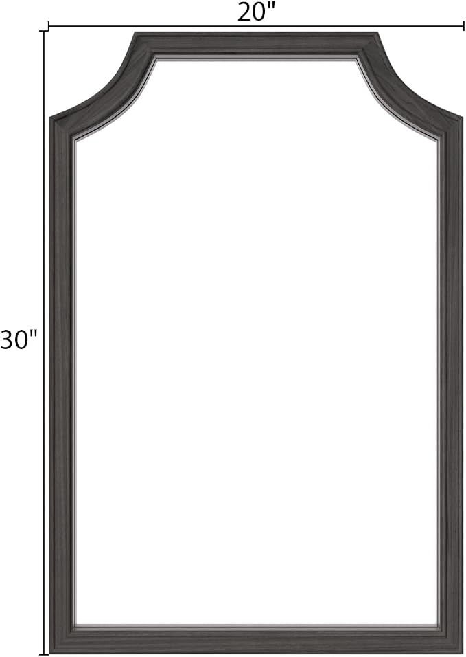WallBeyond Scalloped Wood Mirror for Small Bathroom Vanity 20x30 Inch Rectangle Wall Mirror Decor for Hallway Bedroom Living Room Home (Black)
