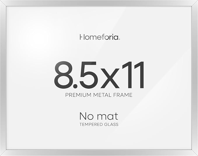 Homeforia 8.5x11 Diploma Frame Silver, High End Metal 8.5 x 11 Certificate Frames, 11x8.5 Document Frame for Wall or Tabletop, 8.5by11 Letter Size Graduation Frames, Tempered Glass, Wall Kit, Set of 3