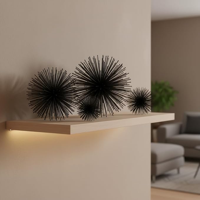 Modern Day Accents 5350 Erizo Spiked Large Black Sphere, 10" D