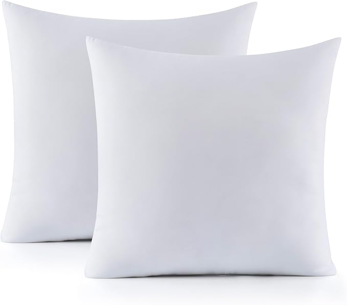 18X18 Pillow Inserts - Throw Pillow Set - Cushion Inserts for Decorative Throw Pillows Covers - Soft & Supportive Pillows for Couch, Sofa, Bed, or Chair, 2 Pack - 18" x 18"